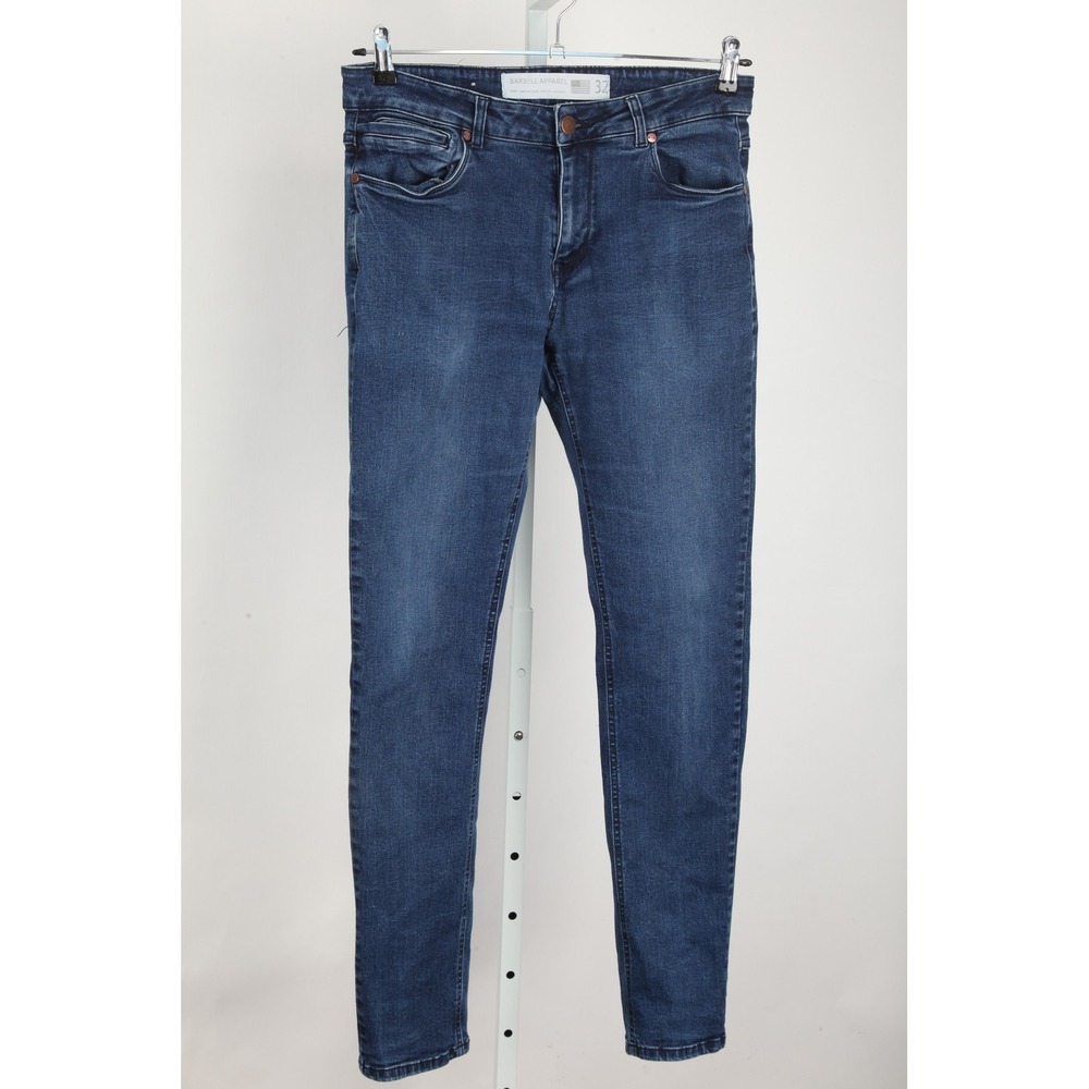 Barbell Apparel Men's Size 32 Slim Fit Stretch Denim Jeans Medium Wash Blue